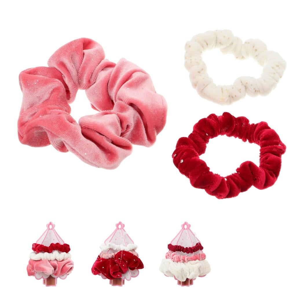 Pink Beauty Velvet Hair Ties, 3 Pack