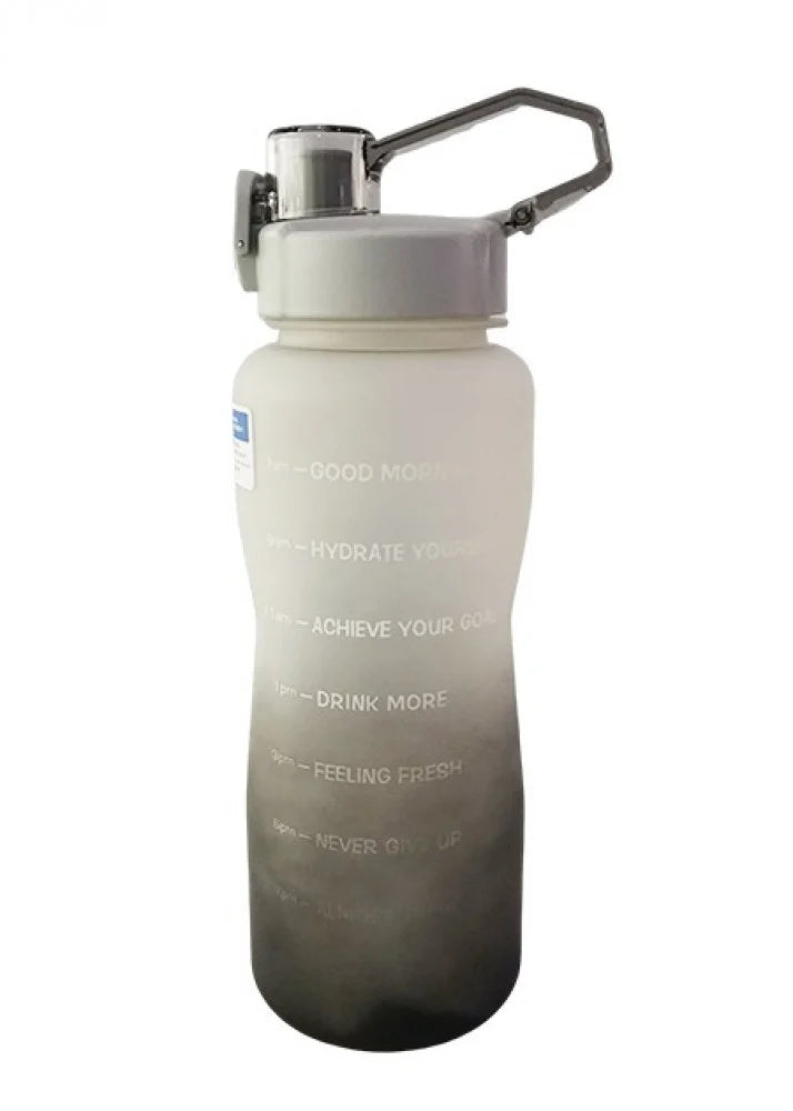 Large Capacity Gradient Color Water Bottle with Handle, 2L(Black & White)