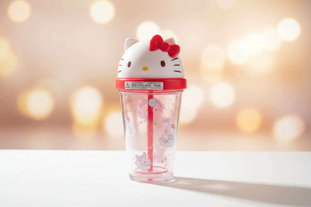 Hello Kitty Cartoon Plastic Bottle with Lid 320mL