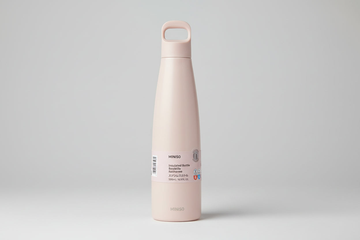Double-Wall Insulated Bottle with Handle 500mL(Pink)