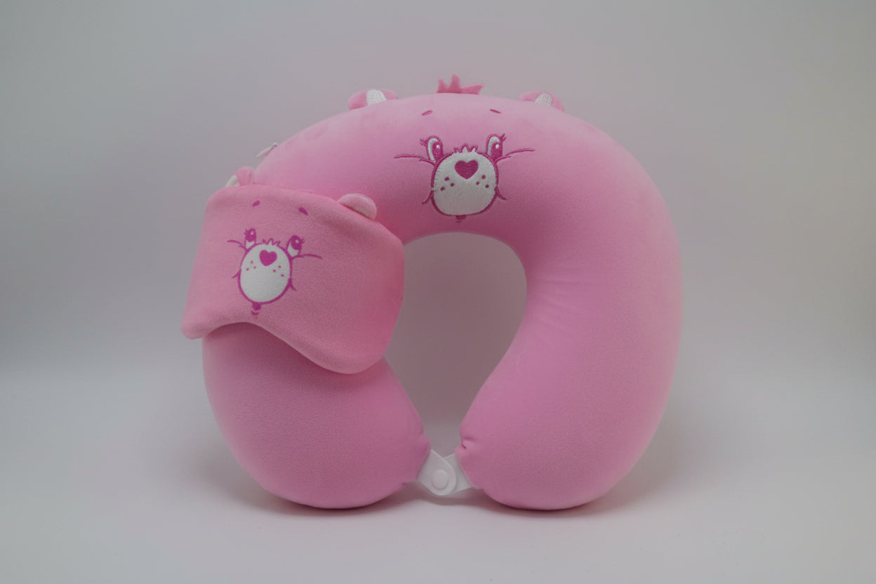 Care Bears Collection Neck Pillow with Sleep Mask (Pink)