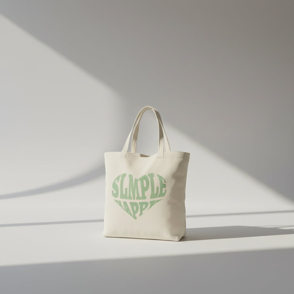Simple Heart-Pattern Flat Shopping Bag (white)