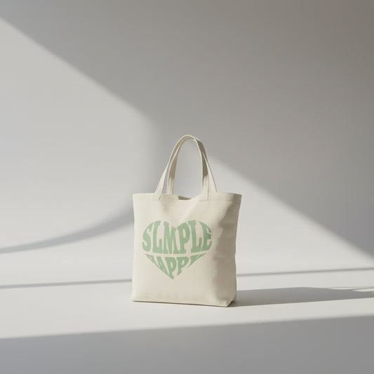 Simple Heart-Pattern Flat Shopping Bag (white)
