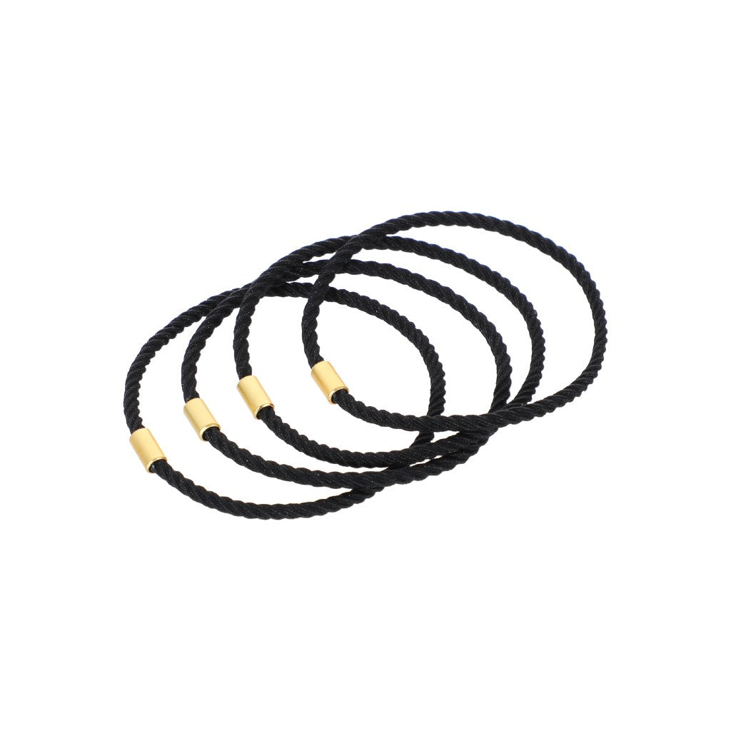 Spiral Pattern Rubber Band with Golden Buckle 4pcs (Black)