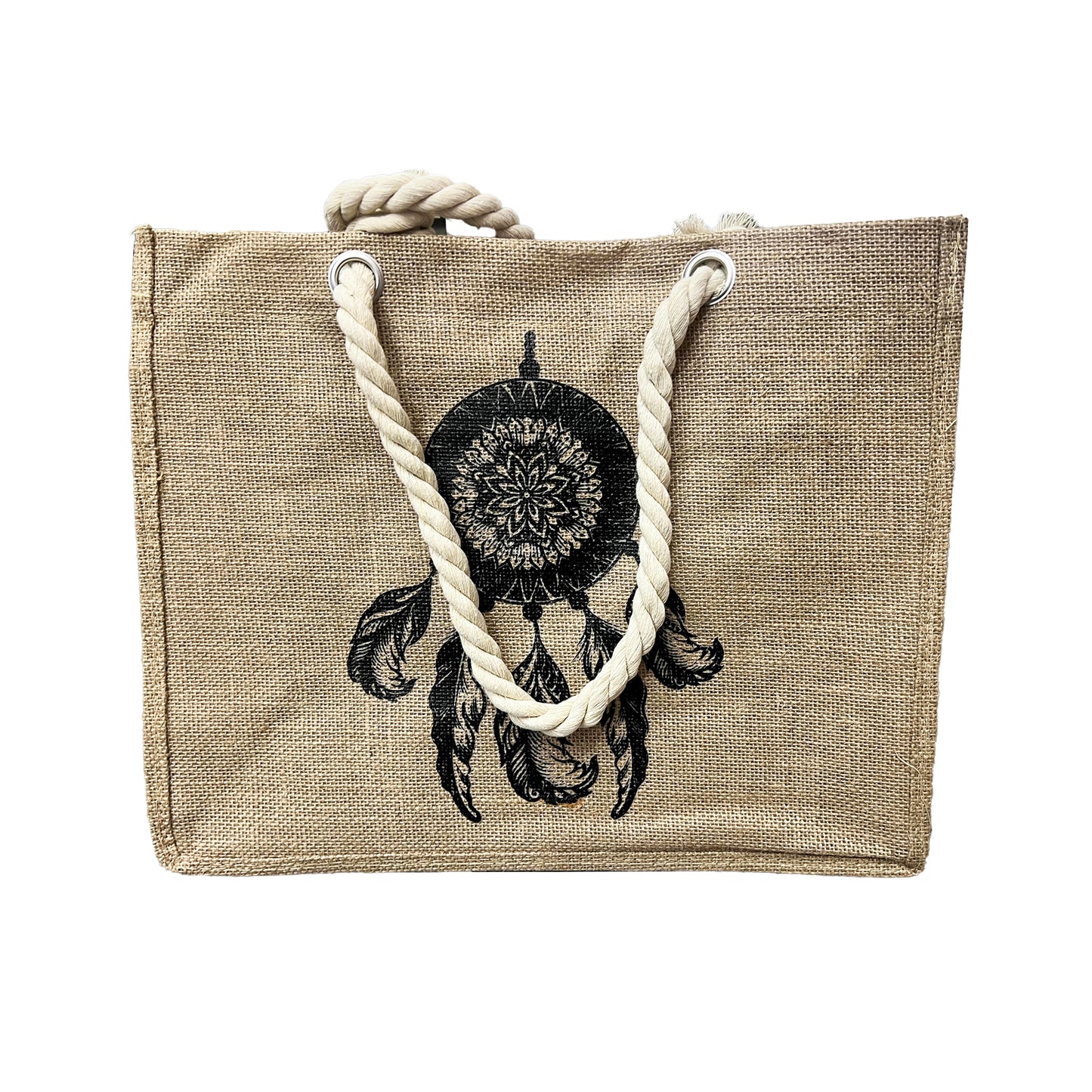 White rope cotton and linen bag-0507