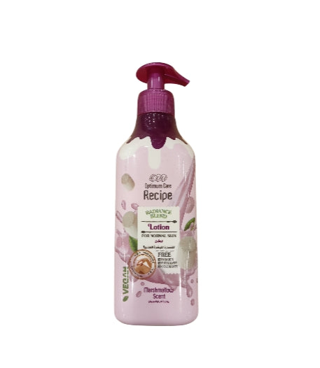 eva optimum care recipe lotion for normal skin marshmallow scent 370 ml