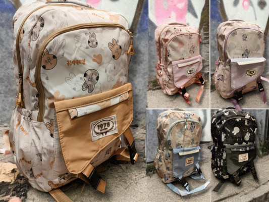 Backpack 1978Clouds ,pink,Blue, purple,Biage,Black