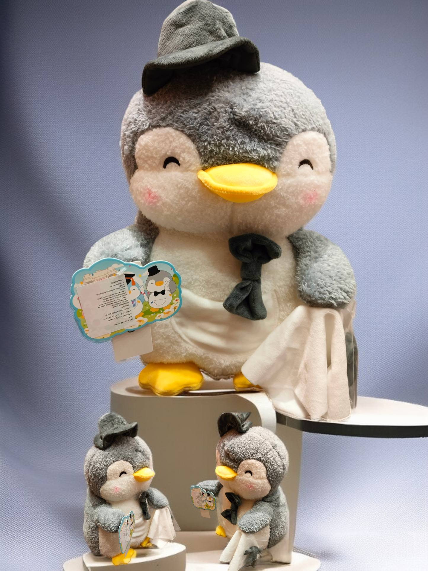 13.in.Parent-Child Plush Toy,Pink Pendy-Gray Penman