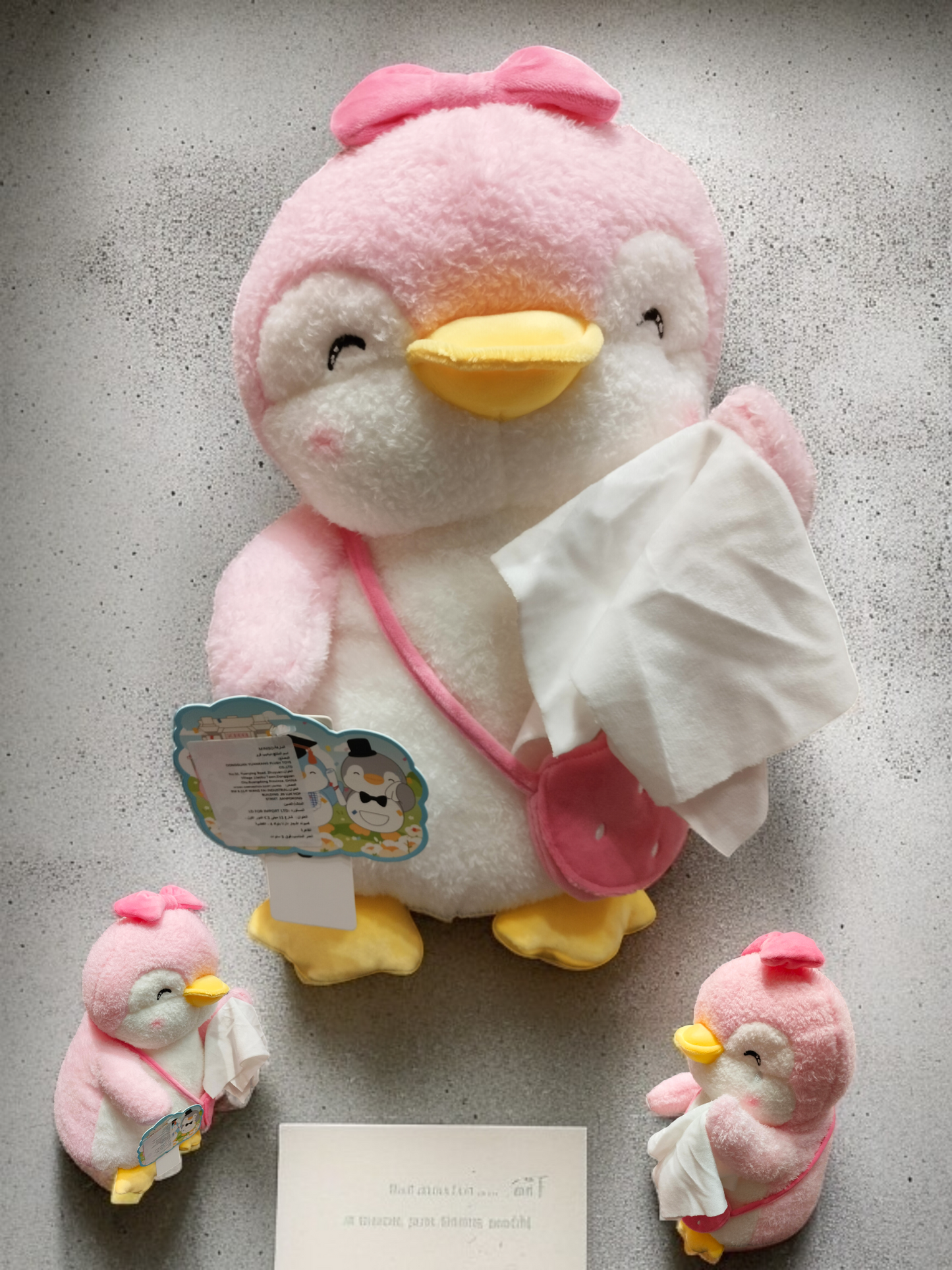 13.in.Parent-Child Plush Toy,Pink Pendy-Gray Penman