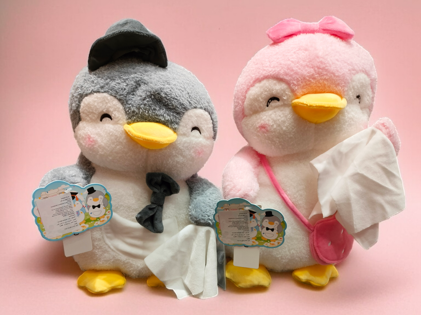 13.in.Parent-Child Plush Toy,Pink Pendy-Gray Penman