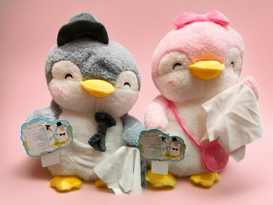13.in.Parent-Child Plush Toy,Pink Pendy-Gray Penman