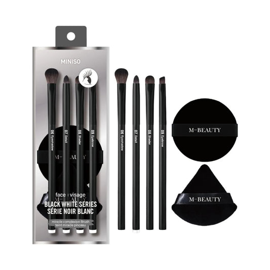 Classic Black White Series Eye Makeup Brush Set (6 pcs)