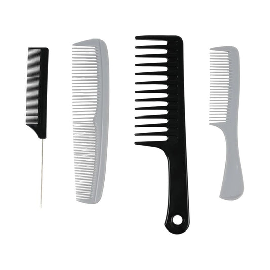 Classic Black White Series Hair Comb Set (4 pcs)
