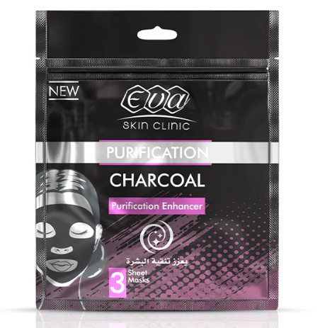 eva skin clinic charcoal sheet mask 3 sheet mask