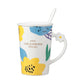 Floral Series Ceramic Mug with Cover and Spoon 360mL