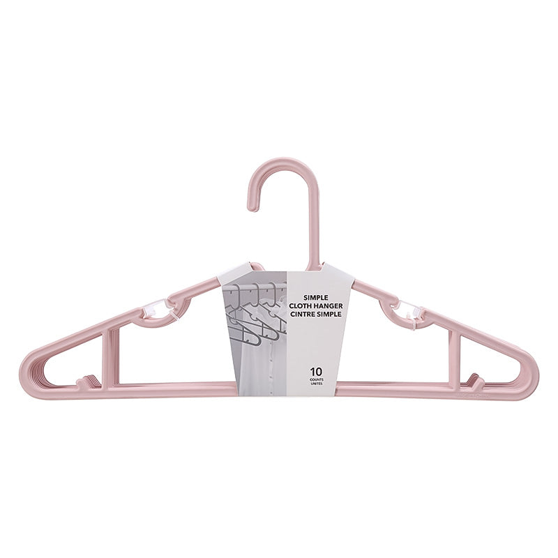 Simple Clothes Hangers, 10 Pack - Pink