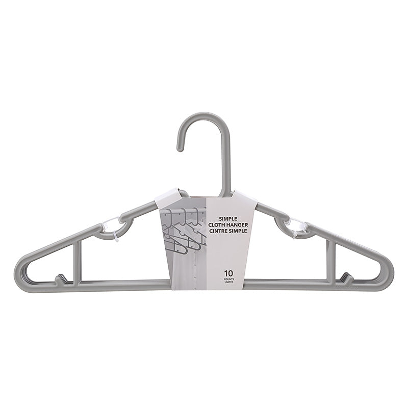 Simple Clothes Hangers, 10 Pack - Grey