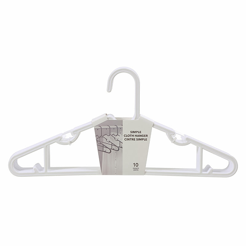 Simple Clothes Hangers, 10 Pack - White