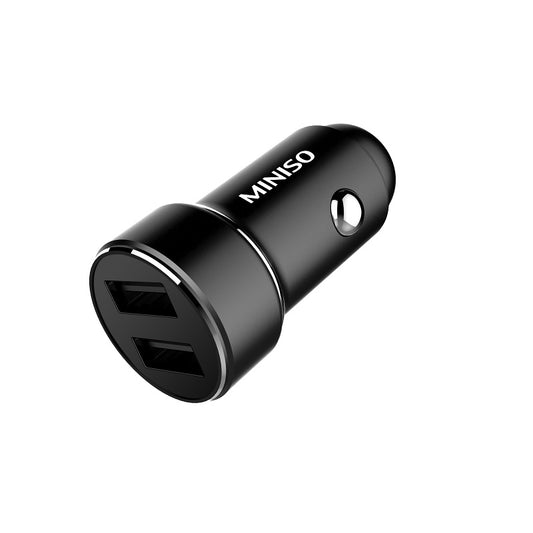 5V 2.4A Metal Car Charger with Double USB Ports Model: C08(Black)